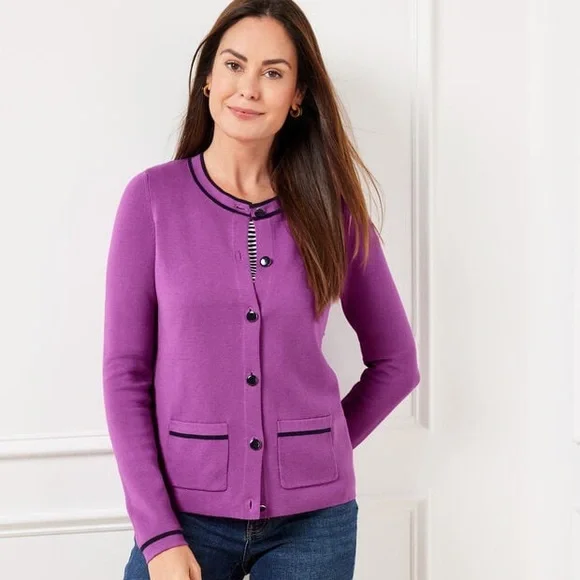 Talbots Crewneck Cardigan Size Medium - Picture 1 of 5